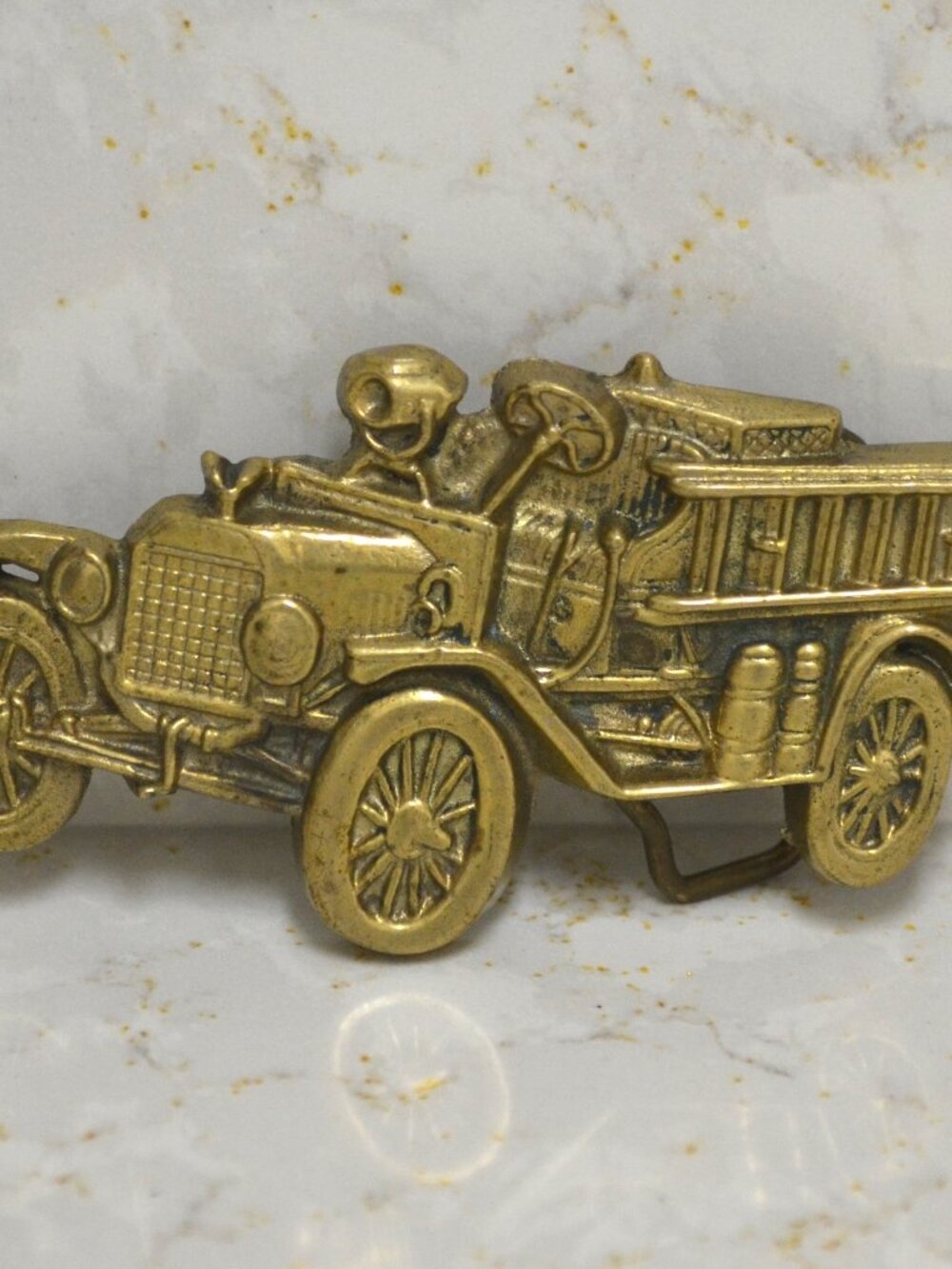 Baron Solid Brass Fire Engine Truck Belt Buckle